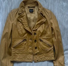 Miss Sixty 100% Leather Yellow Biker Jacket Size Small