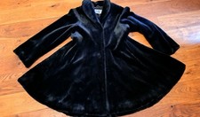 Faux Fur swing Coat black   size 12 Luxurious Elegant party winter by Chamonix.