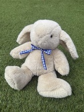 MOTHERCARE 12" VINTAGE BUNNY RABBIT SOFT TOY PLUSH 12m+ BLUE GINGHAM BOW 2521945