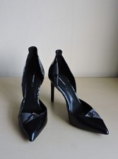 Zara Basic Black Contrast Print Stiletto Heel Shoes Size UK 6 EU 39 USA 8 NIB