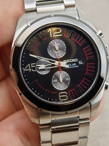 Seiko solar black red men - seiko, black/red
