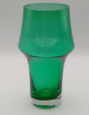 RIIHIMAKI RIIHIMAEN LASI OY 18 Cm GREEN GLASS VASE FINLAND TAMARA ALADIN