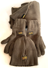 G Star RAW Men's Cotton Knit Gloves/Scarf/Beanie Hat Gift Set, Tench BNWT