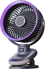 Greheywos Oscillating Table Fan, Small USB Fan with Battery Gray Purple 