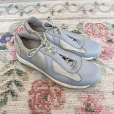 Prada Mens Americas Cup Patent Leather Shoes US 11 UK 10 Light Blue Designer Lux