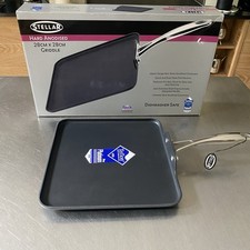 Stellar Hard Anodised Square Griddle Pan 28cm - Non Stick Cookware - Brand New