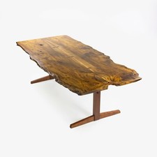 Mira Nakashima 96 x 46 in Trestle Dining Table in Myrtle Burl George Nakashima