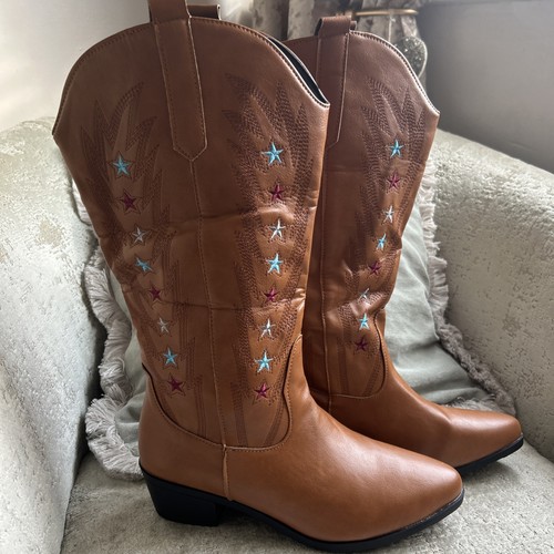 Ladies brown midcalf cowboy - ladies,