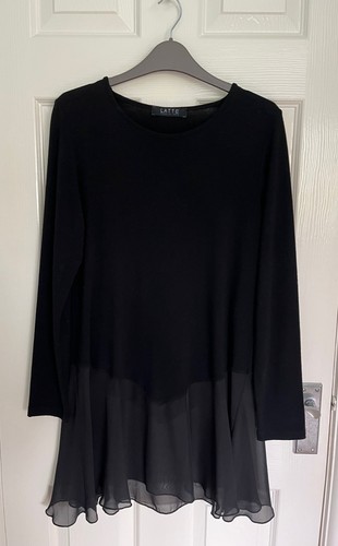 Wool mix black dress - black, with