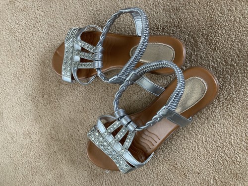 Womens silver ankle - , strap