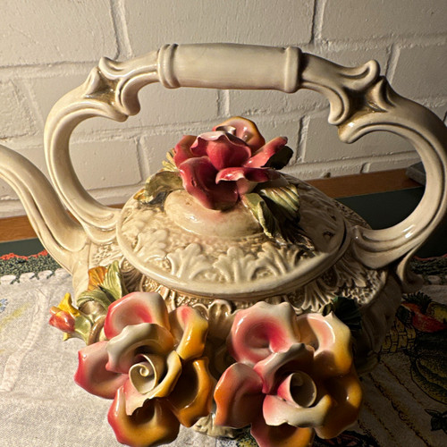 Capodimonte flower teapot - capodimonte,
