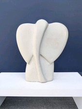 Vintage Besmo Hand Craved African Kenya Elephant Figurine Statue Art Deco Style