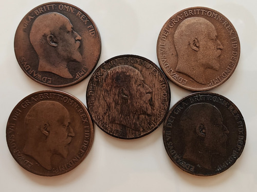Edwardian coins one - one, penny