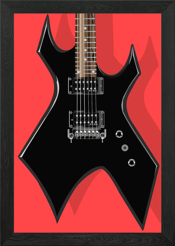 Warlock guitar framed wall - guitar, art