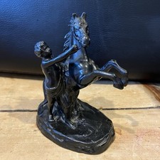 Boy With Horse Casting Black Possibly Based On Marly Horses Approx 4” Tall