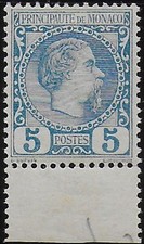 Merry Christmas - 1885 Monaco Charles III 5c. light blue 1v. MNH Unified No. 3