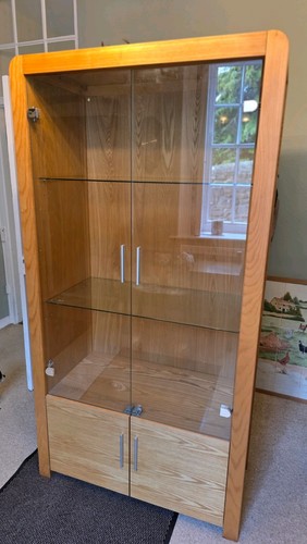 Solid oak display cabinet with - solid,