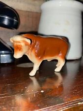 Vintage Brown & White Hereford Cow Calf Cattle Figurine Ornament Figure