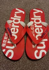 Mens Superdry  Flip Flops Size L , Red & White