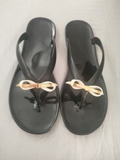 TED BAKER DESIGNER UK 5 EU 38 WOMENS BLACK FLAT SUMMER FLIP FLOP THONG SANDALS