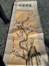 chinese silk hand painted bird and flower picture