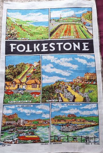 Vintage folkestone tea towel - vintage,