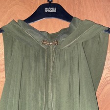 Green Chiffon Fantasy Elven Dress Cape With Hood And Fancy Gold Clasp Size XL