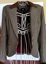 H&M Tweed Country Hacking Jacket Brown Fitted UK Excellent Condition UK 8
