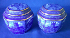 Pair small Ringtones (Mailing) Cathedral Jar - Tea Caddy (Wade Potteries) 1989.