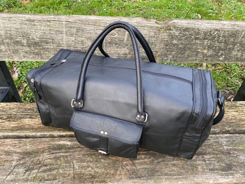 Leather duffle bag holdall gym - leather,