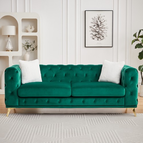 Green velvet chesterfield - green,