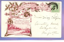 EARLY 1909 DUTCH GIRL KNITTING WITH DOG CHRISTMAS  XMAS WISH VINTAGE POSTCARD