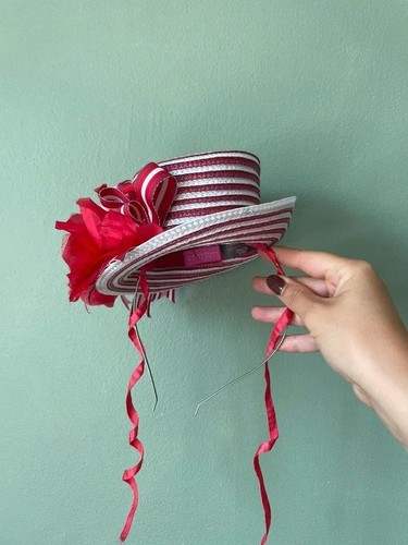 Red pink white mini hat - mini,