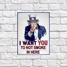 I want No Smoking, Retro tin metal sign art decor gift home 