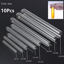 10Pcs Glass Test Tubes Rimless
