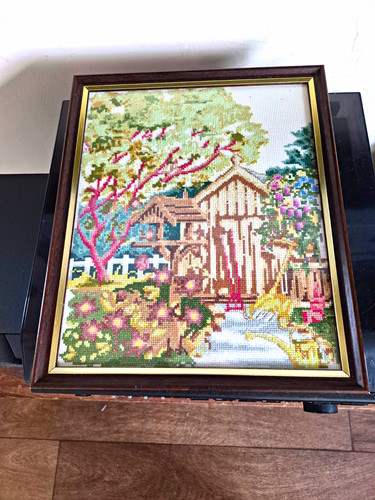 Vintage framed finished cross - vintage,