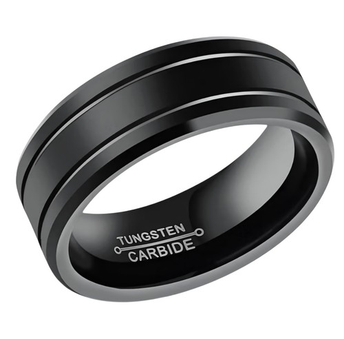 8mm black tungsten carbide - black,