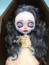 Corpse Bride Blythe Doll Customised OOAK Emily In Coffin Bed Christmas Gift