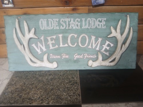 Wood sign olde stag lodge - wood, "olde