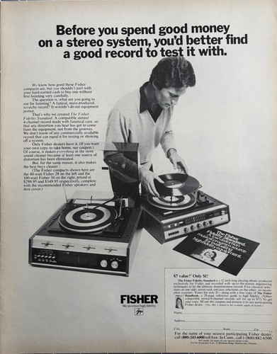 1972 fisher record - record, player