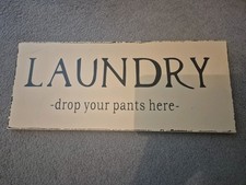Wooden Laundry Drop Your Pants Here Wall Hanging Sign - Laundry Room Sign