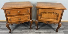 Pair of Bedside Tables Vintage French Louis XVI Oak Carved Cabinets LOT 4406