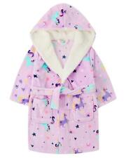 Unicorn Dressing Gown Kids Girls Lilac Hooded Wrap Housecoat Robe Nightwear