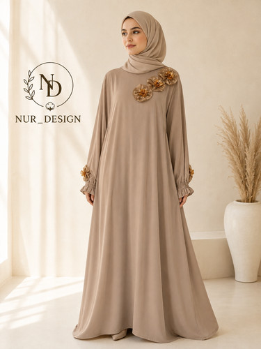 Beige viscose islamic abaya - beige,