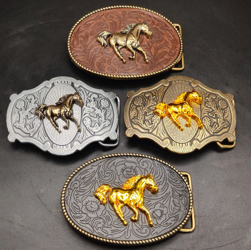 Horse western style metal belt - western,