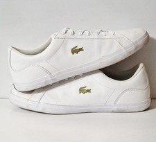 LACOSTE Lerond Men's White Leather Metal logo Low Trainers - Side EU 46 / UK 11
