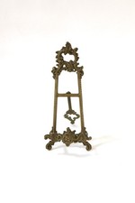 Brass Picture Easel Vintage Stand Plate Picture Holder French Rococo 10” Tall