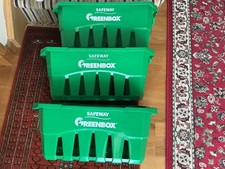 VINTAGE SAFEWAY GREENBOX PLASTIC SHOPPING CRATE CAR BOOT STORAGE BASKET BOX x 3
