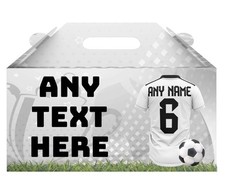 Football Party Boxes Food Treat Lunch Gift Box Birthday Events PICK TEAM & TEXT