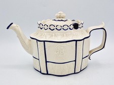 GEORGIAN CASTLEFORD POTTERY BLUE & WHITE TEAPOT c1800 a/f
